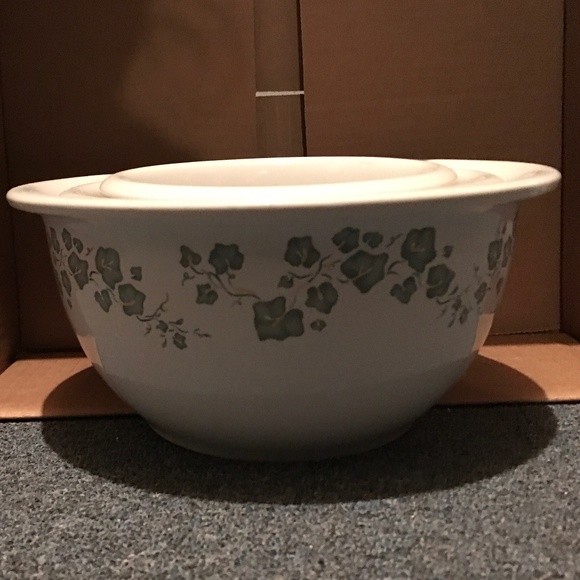 Kitchen Corelle Coordinates Callaway Green Ivy Stoneware 3 Bowl Set